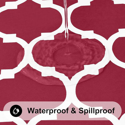 Smiry Rectangle Table Cloth, Waterproof Vinyl Tablecloth with Flannel Backing for Rectangle Tables, Wipeable Spillproof Plastic Tablecloths for Dining, Camping, Indoor and Outdoor (60"x120", Burgundy)