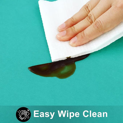 Smiry Rectangle Table Cloth 60x102 Inch, Waterproof Wipeable Vinyl Tablecloths Protector, Oil Spill Proof Plastic Table Cover for Dining, Picnic, Camping, Outdoor, Teal