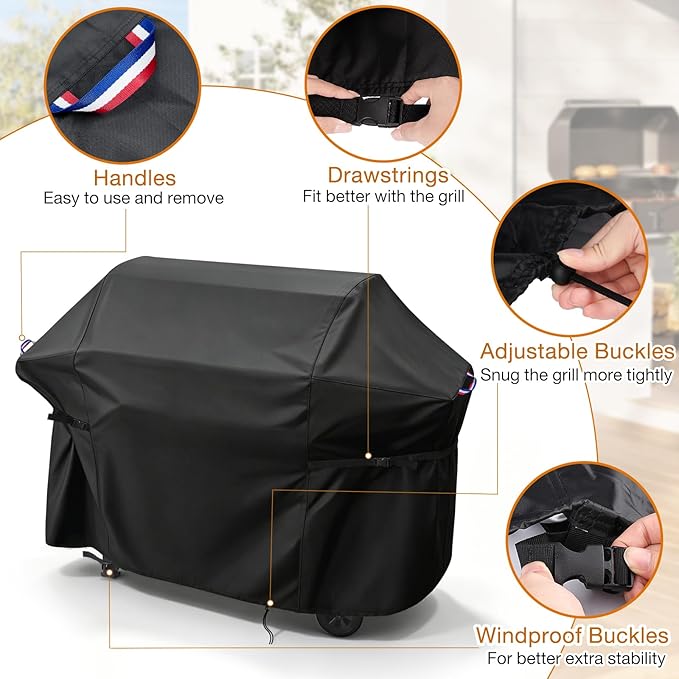 65 Inch Grill Cover for Expert Grill 3 Burner Gas & Charcoal Combo BBQ Grill, Outdoor Waterproof Cover for BBQ Propane Griddle with Side Table, Weather Protection Accessory- 65x30x50 in