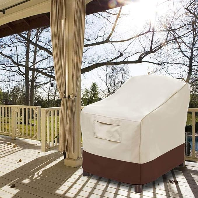 Vailge Patio Chair Covers, Lounge Deep Seat Cover, Heavy Duty and Waterproof Outdoor Lawn Patio Furniture Covers (4 Pack - Small, Beige & Brown)