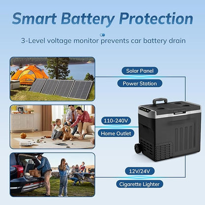 Antarctic Star 12 Volt Refrigerator,43QT(40L) Electric Cooler, Portable Refrigerator Freezer -4℉~68℉,12V 24V DC 100 240V AC Car Fridge with Wheels&2 Baskets for Camping,Travel,RV,BLACK | 40L Portable Freezer,12 Volt Refrigerator -4℉~68℉ Cooler with 2 B...