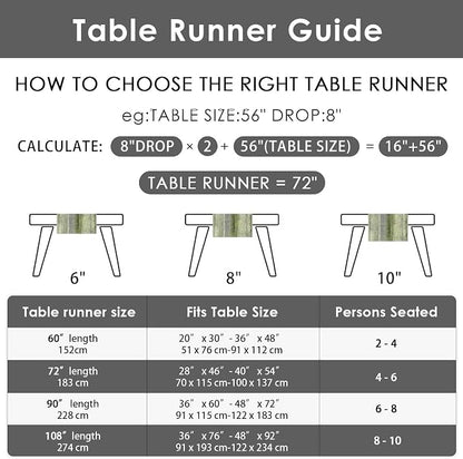 Emvency Farmhouse Table Runner, Vintage Olive Green and Grey Abstract Art Painting for Kitchen Coffee Table Family Dinners Holiday Parties Wedding Events Decor(13x108 inch)