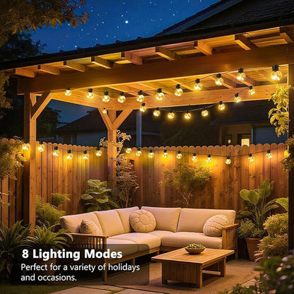 Outdoor String Lights Plug in, 25ft 20 LED Bulbs Hanging Patio Lights Dimmable with Timer & Remote, Globe Bulb Shatterproof & Waterproof for Outdoor Indoor Backyard Balcony Decor - Warm White