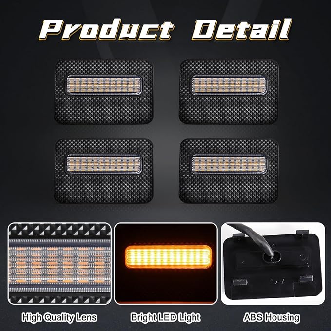 Grille Lights for Tacoma SR SR5 2024-2025, 4Pcs Clear Shell Amber LED Front Grill Light with Wire Harness and Fuse