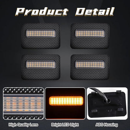 Grille Lights for Tacoma SR SR5 2024-2025, 4Pcs Clear Shell Amber LED Front Grill Light with Wire Harness and Fuse