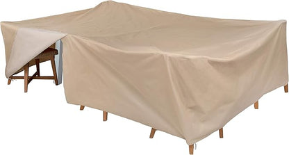 Modern Leisure 8576A Patio Table and Chairs Cover, Outdoor Furniture Set Cover, Waterproof, 76 L x 115 W x 30 H inches, Extra Large, Tan Khaki