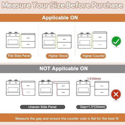 Stainless Steel Stove Gap Filler, 2 Pack Adjustable Covers for Counter, 13.8"-27.5", 0.79" Wide Heat Resistant Oven Guard Range Trim Kit, Black