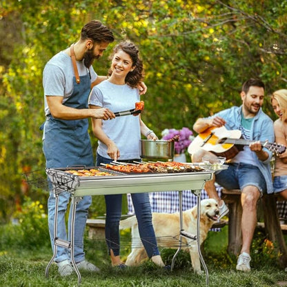 Portable Charcoal Grill,Outdoor BBQ Grill for Christmas Picnic, Thanksgiving Family Gathering and Backyard Barbecue,With Storage Bag & Non-Stick Frying Pan