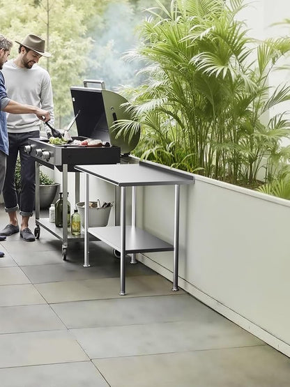 Atelicf NSF Stainless Steel Prep Table 30X48 inch with Backsplash | Commercial-grade table for restaurants, kitchens, food trucks, breweries, bars, garages, and outdoor BBQ