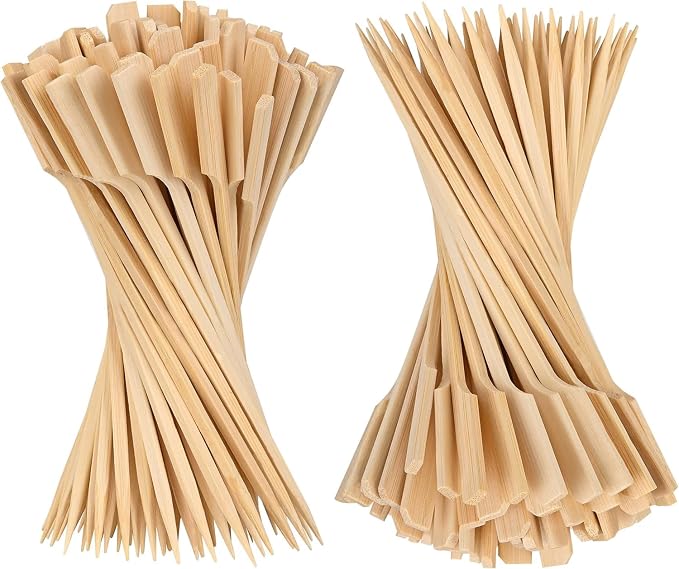 Bamboo Skewers, 200 PCS, 10 Inch, Premium Quality Craft, Paddle Design, Perfect for Cocktail Toothpicks, Kebabs, Grills, BBQ, Sandwiches, Fruits, Great Value Set