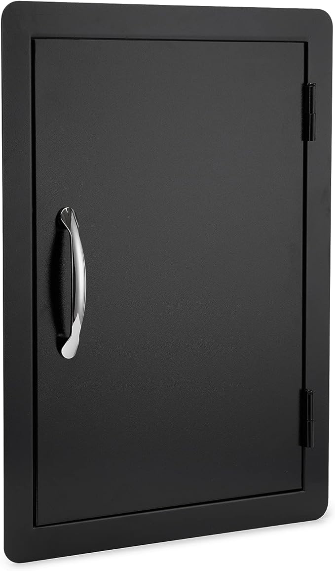 Stanbroil BBQ Access Door - 17W x 23H Inch Wall Construction Flush Mount Single Vertical Door for Outdoor Kitchen, BBQ Island, Grilling Station, Outside Cabinet - Black