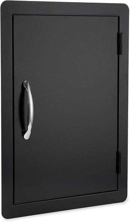 Stanbroil BBQ Access Door - 17W x 23H Inch Wall Construction Flush Mount Single Vertical Door for Outdoor Kitchen, BBQ Island, Grilling Station, Outside Cabinet - Black