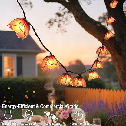 TWINKVILLA Decorative String Lights Plug in with 10 Bulbs, Flower Garland Fairy Lights Connectable Weatherproof Outdoor Indoor for Wedding Garden Pergola Bedroom Porch Floral Home Decor (Multicolor)