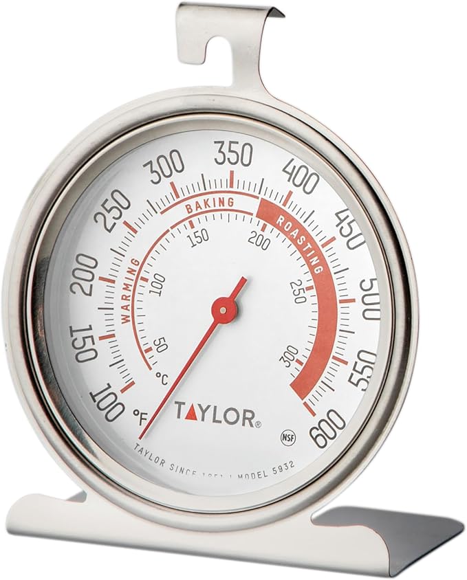Taylor 5932 Large Dial Oven Thermometer, 3.25 Inch Stainless Steel Kitchen Cooking Thermometer for Oven, BBQ, Grill, Roasting, High Heat Resistance, Silver (Pack of 12)