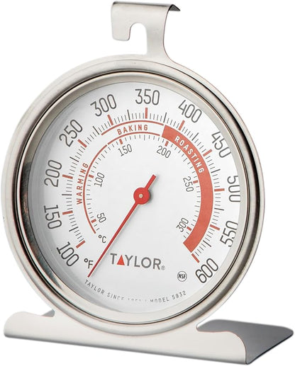 Taylor 5932 Large Dial Oven Thermometer, 3.25 Inch Stainless Steel Kitchen Cooking Thermometer for Oven, BBQ, Grill, Roasting, High Heat Resistance, Silver (Pack of 12)