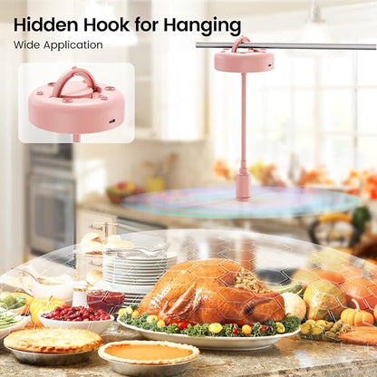 TriPole Fly Fans for Tables with Battery Display, Rechargeable, 20H Runtime | 2000mAh Rechargeable Food Fan, Quiet Operation, Flexible Neck for 360° Coverage Outdoor Fan for Picnic, Party, BBQ, Kitchen