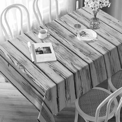 Decorative Rectangle Table Cloths Vintage Wooden Pattern Grey Tablecloth Table Cover for Dining/BBQ/Picnic/Coffee Table 52 X 70 Inches