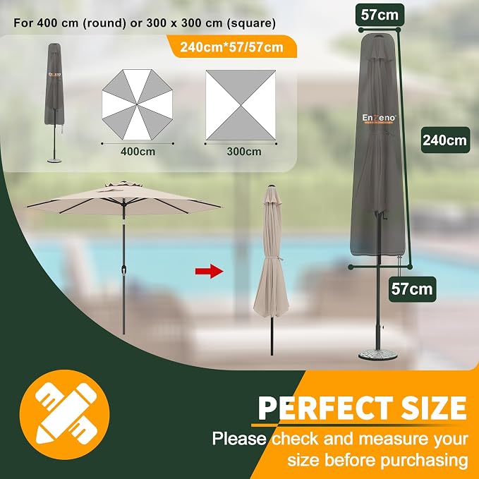 Enzeno Patio Umbrella Cover for 7'-11' Double-Sided Umbrella,Oxford Fabric Outdoor Umbrella Cover Waterproof UV-Resistant Protection for Offset Umbrella & Parasol