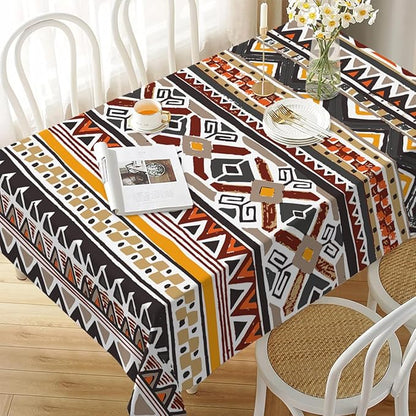 Decorative Rectangle Table Cloths Southwest Aztec Tribal Stripe Boho Brown Tablecloth Table Cover for Dining/BBQ/Picnic/Coffee Table 52 X 70 Inches, Tbcth-012, GSRY-TB-HY0418-00096