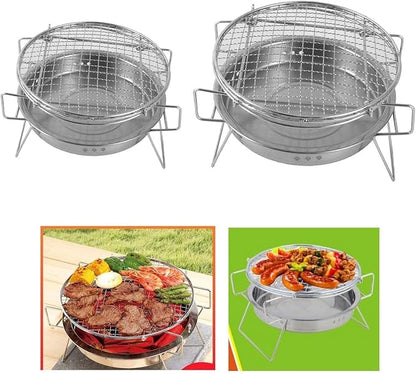 BBQ Grill Outdoor Charcoal grills Outdoor BBQ Grill Charcoal Rack Grate Mini Round Grill Portable Camping Pot Baking Cooking Grill Barbecue Mesh Wood Coal Stove