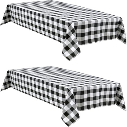 Hiasan Buffalo Plaid Tablecloth Waterproof, 2 Pack, 54 x 54 inch - Black and White Checkered Table Cloth Square for Outdoor Picnic/Party/Dining