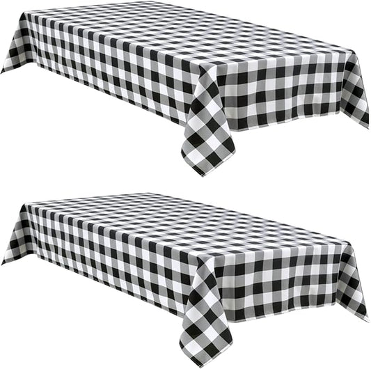 Hiasan Buffalo Plaid Tablecloth Waterproof, 2 Pack, 54 x 54 inch - Black and White Checkered Table Cloth Square for Outdoor Picnic/Party/Dining