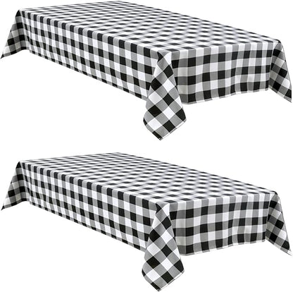 Hiasan Checkered Table Cloths Rectangle 60 x 120 inch, 2 Pack - Waterproof Black and White Tablecloth for Outdoor Picnic/Party/Dining