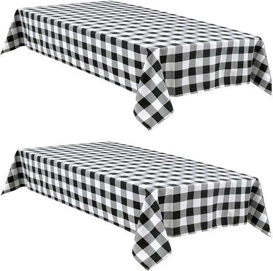 Hiasan Checkered Table Cloths Rectangle 60 x 120 inch, 2 Pack - Waterproof Black and White Tablecloth for Outdoor Picnic/Party/Dining