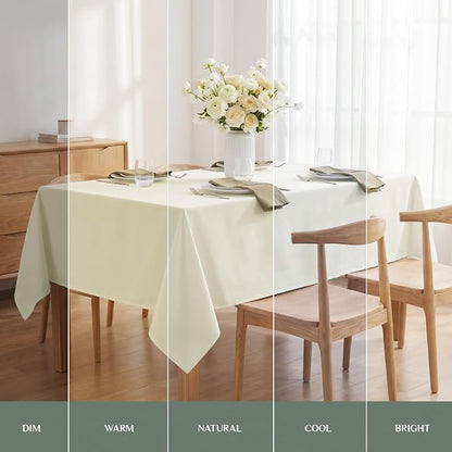 Softalker Rectangle Tablecloth, Waterproof Table Cloths Wrinkle Free Fabric Washable Polyester Table Cover for Dining Tables Party Outdoor Camping Parties Buffet Wedding - 90 x 156 inch, Ivory