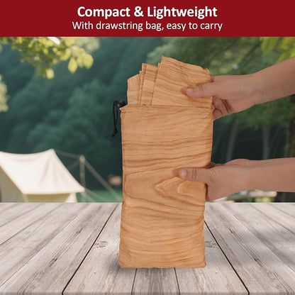 8ft 96in Picnic Table and Bench Cover, 3 Pack, Wood Grain | Drawstring Bag, Waterproof Windproof, Elastic Fitted Edges Tablecloth, for Rectangle Table & Seat, Camping Essentials RV Gear