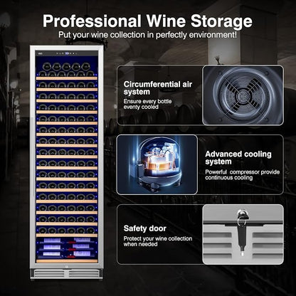 Velivi Upgraded 24 Inch Wine Cooler Refrigerator, 190 Bottles Wine Fridge with Professional Temperature Control System, Freestanding or Built-in installation, Quiet Operation