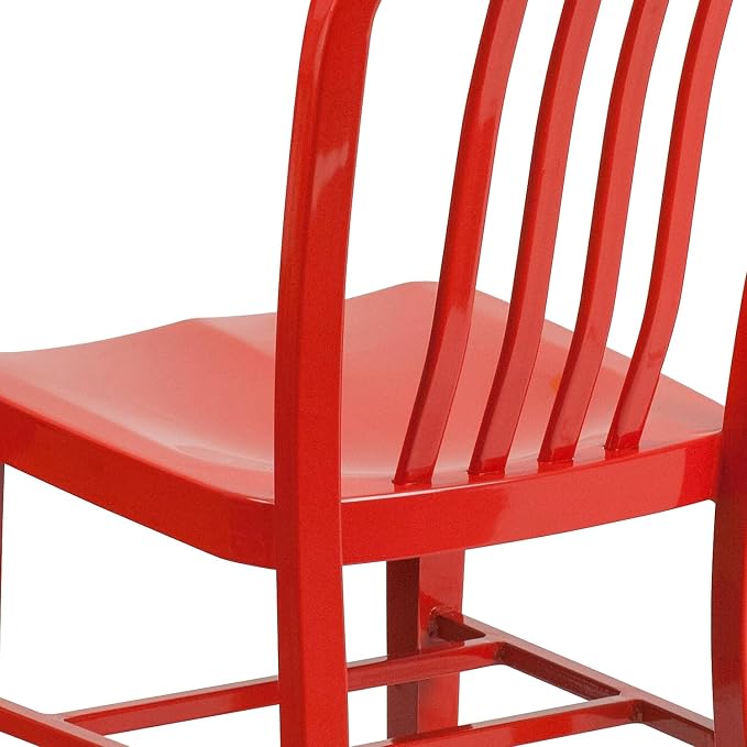 Flash Furniture Commercial Grade Red Metal Indoor-Outdoor Chair