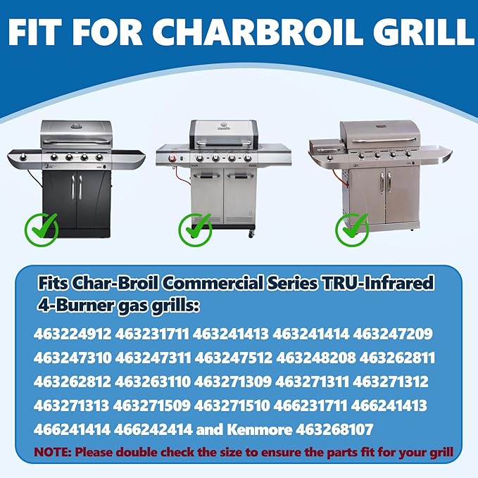 SafBbcue Cast Iron Cooking Grates and Infrared Emitter Replacement for Charbroil Commercial 463248208 463241414 463224912 463231711 463241413 463247209 463247310 463271314 466231711 Grill Part, 4 Pack