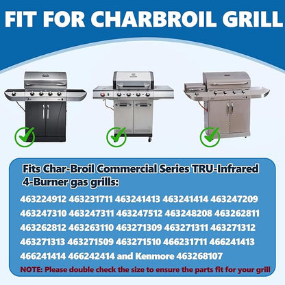 SafBbcue Cast Iron Cooking Grates and Infrared Emitter Replacement for Charbroil Commercial 463248208 463241414 463224912 463231711 463241413 463247209 463247310 463271314 466231711 Grill Part, 4 Pack