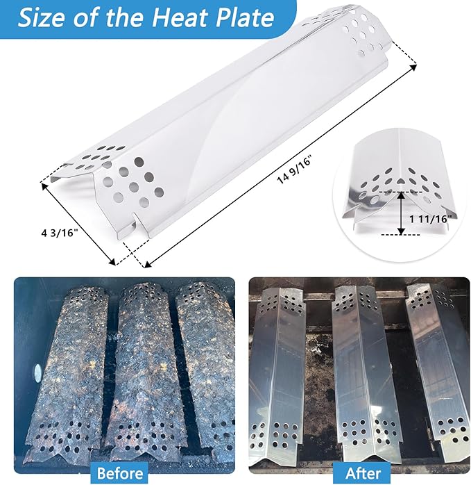 Grill Replacement Parts for Nexgrill 5 Burner 720-0888N, 720-0888, 4 Burner 720-0830H, 17 Inch Cast Iron Cooking Grates, Stainless Steel Burners Tubes, Heat Plate Shields, Electronic Ignitors.