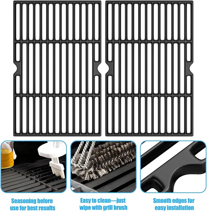 Grill Replacement Parts Kit for Kenmore 4 Burner 146.46365610 146.23678310 146.46372610 146.34611410 146.34611411 146.10017510 146.23679310 146.46366610 Cast Iron Cooking Grates and Heat Plates