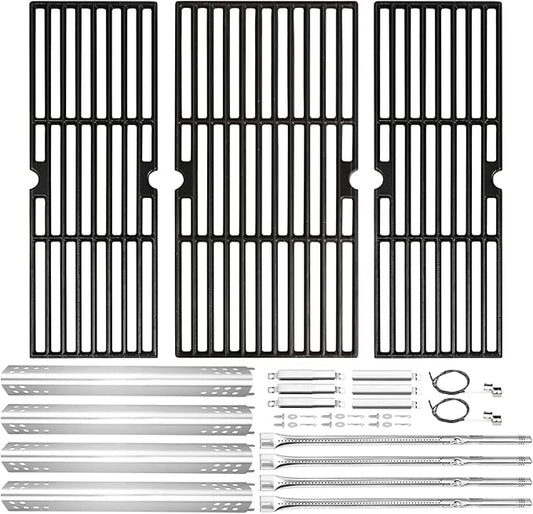 Hisencn Grill Replacement Parts for Charbroil Performance 475 4 Burner 463377319 463376419, 463376319, G470-5200-W1 Burner, G470-0004-W1A Heat Plates and Cooking Grates