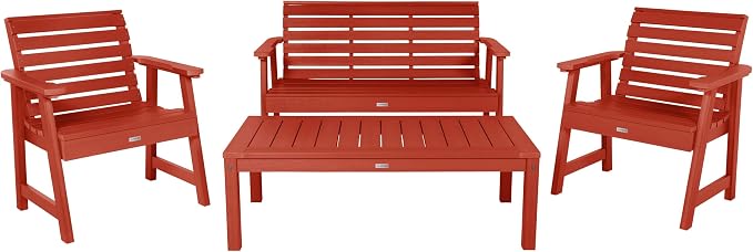 highwood Weatherly 4-Piece Garden Conversation Set, Rustic Red