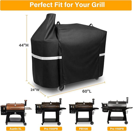 Hisencn Grill Cover for Pit Boss Austin XL, 600D Heavy Duty Pellet Smoker BBQ Cover for Pit Boss 1000 Series, 1000D3, 1000S, 1000SC, Rancher XL, 1100 Pro, 1150, Z Grill 1000 – UV & Fade Resistant