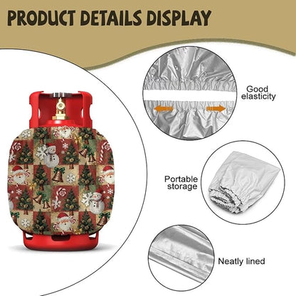Christmas Print Propane Tank Cover 20lb Easy to Install Gas Cover Fits Standard 20 lb Tank Cylinder Waterproof Grill Accessories for Outdoor Camper