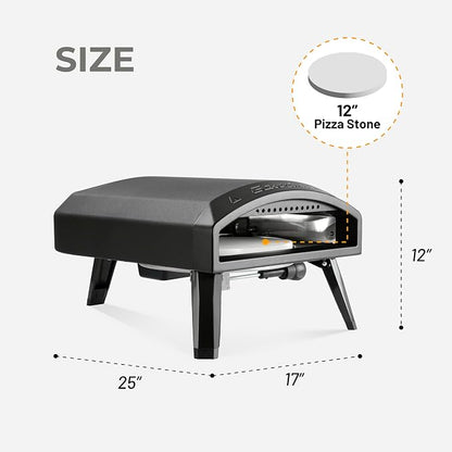 EchoSmile 12'' Gas Outdoor Pizza Oven, Propane Pizza Cooker Reaches 950°F, 60 Seconds Fast Cooking, Includes Gas Hose, Flame Control Knob, Extended Heat Handle, Black