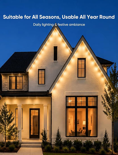 APPECK RGBW Permanent Outdoor Lights 400ft, 40LM, with 288 LED Bulbs, White | IP67 Waterproof, 111 Scene Modes, 2700K Warm White, Music Sync, Individual Control, Eave Lights Compatible with Alexa
