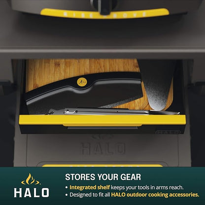 HALO Outdoor Countertop Cart | Prep Station or Griddle/Oven Cooking Surface | Collapsible, Portable, Tool Hooks and Propane Storage | HO-1006-XNA