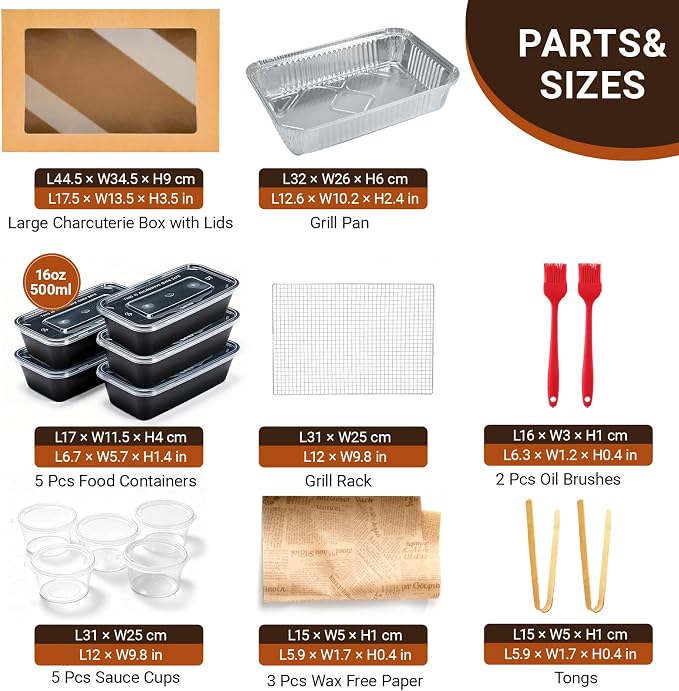 Disposable Charcuterie Board with Lids 5 Sets, Extra Large Portable Catering Pastry Tray, Serving Cardboard Platters for Travel Party Camp Beach Picnic 5-8 People 17.5"x13.5"x3.5"