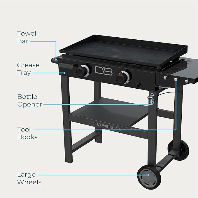 Charbroil 28" Performance Series 2-Burner Propane Gas Griddle with Cart, Black - 463459924