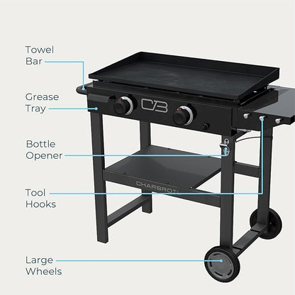 Charbroil 28" Performance Series 2-Burner Propane Gas Griddle with Cart, Black - 463459924