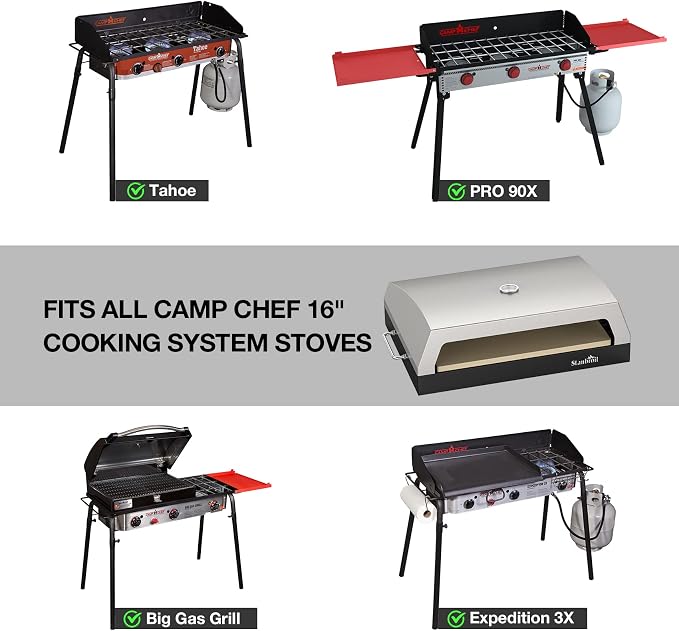 Stanbroil Pizza Oven Attachment for Camp Chef 16" Cooking System Stove | 2-Burner Stove Attachment, 19" x 15" Pizza Stone, Converts Camp Chef Stove into Outdoor Pizza Oven