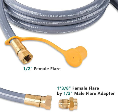 GasSaf 24 Feet 1/2" ID Natural Gas Hose with Quick Connect, Natural Gas Line for Gas Grill, Generator, Patio Heater and More