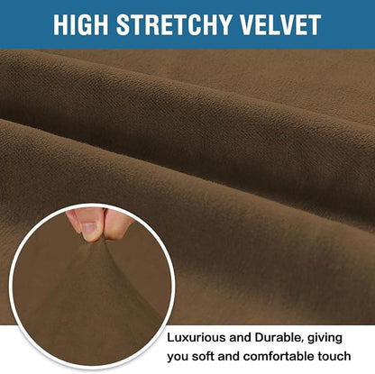 H.VERSAILTEX Stretch Velvet Armchair Cover Couch Covers 1 Cushion Chair Slipcover for Living Room Furniture Cover Crafted from Thick Comfy Rich Velour (Chair 31"-49", Bronze Brown)