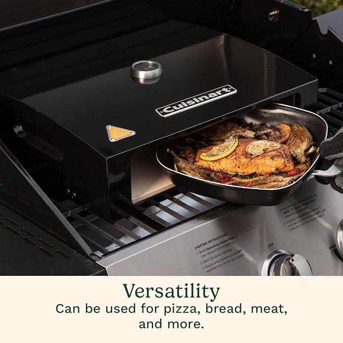 Cuisinart Grill Top Pizza Oven Kit, Portable Make Your Own Pie Set With Pizza Peel and Cordierite Stone, Baking Oven for Backyard Homemade Pizzas, Perfect Pie Accessory